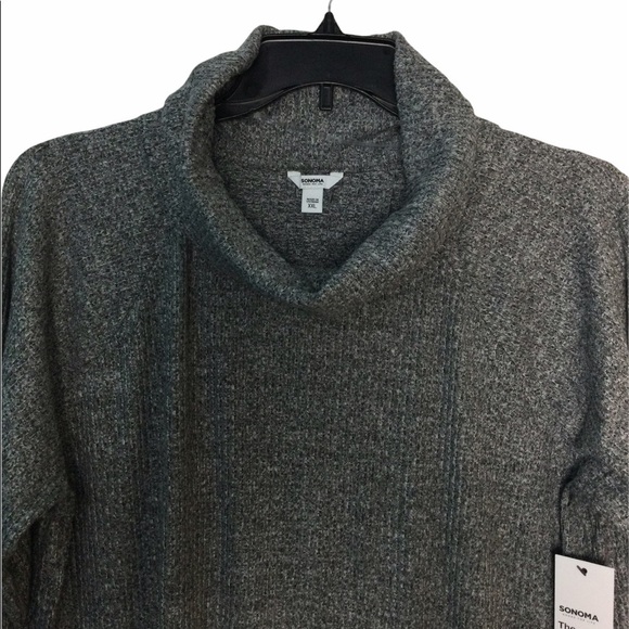 Sonoma XXL 20 - 22 Cowl Mockneck Shirt Sweater Ribbed Top Gray Stretchy NWT - Picture 5 of 11